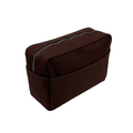 Brown Toiletry Bag from Helen & Kristian with a zipper on a white background