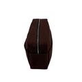 Brown toiletry bag from Helen & Kristian with a zipper on a white background