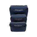Set of three Nesty Blueberry Mist Large Toiletry Bags by Helen & Kristian, showcasing elegant and functional Scandinavian design.