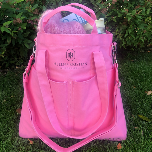 Pink Arctic Rose organizer bag with Helen & Kristian logo