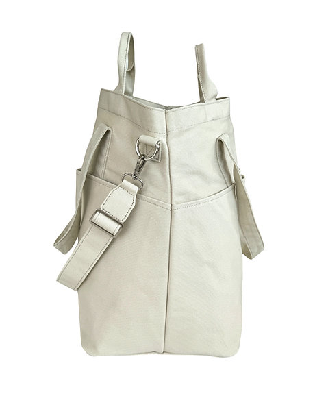 Organizer Frost Whisper bag with multiple pockets, showcasing soft muted tones inspired by mystical Norwegian peatlands.