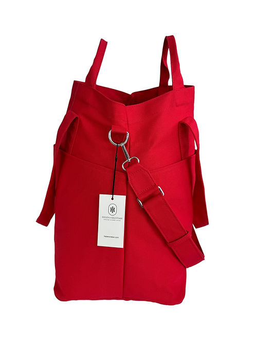 Red Aurora Flame organizer bag with Helen & Kristian logo