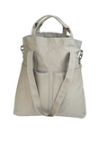 Elegant beige Viking Haze organizer tote bag inspired by Norway's mystical past, featuring soft, muted tones and practical handles and straps.